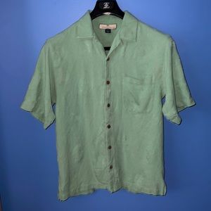 Mens Tommy Bahama 100% Silk Button Down Shirt Green Size Small